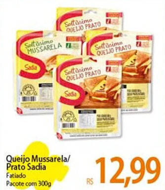 Atacadão Queijo Mussarela/ Prato Sadia Fatiado Pacote com 300g oferta