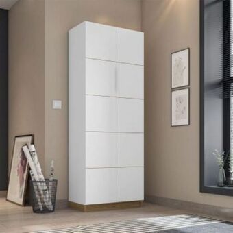 Armário para escritório alto cubic branco/louro freijó - caemmun