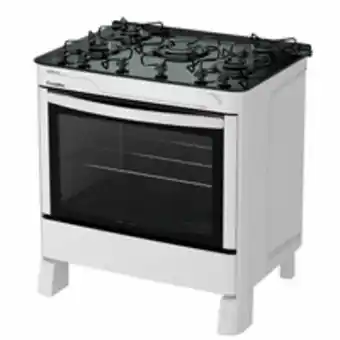 Novo Mundo Fogão 5 bocas de piso esmaltec agata glass, acendimento automático, mesa de vidro - 5090 oferta