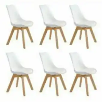 Kit c/ 6 cadeiras leda – charles eames, saarinen wood com almofada branca