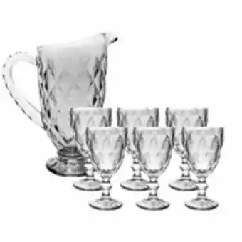 Novo Mundo Conjunto de jarra e copos diamond empire, haus, 7 peças, 330ml, vidro, transparente - 57725/122 oferta