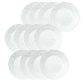 Novo Mundo Aparelho de jantar saturno duralex, 12 peças, vidro sodacal, branco - 17490201311839 oferta