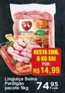 Rossi Supermercado Linguiça Suina Perdigão pacote 5kg oferta