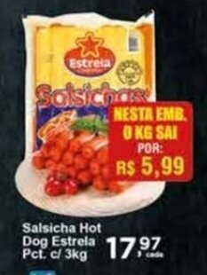 Rossi Supermercado Salsicha Hot Dog Estrela Pct. c/ 3kg oferta