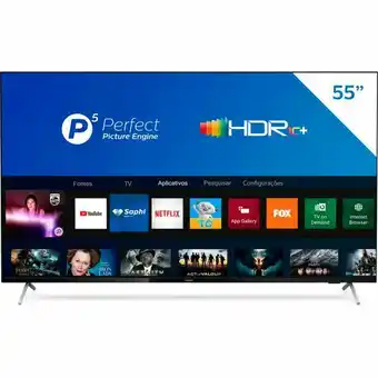 Fujioka Smart tv philips 55" 4k uhd 55pug7625/78, p5, hdr10+, dolby vision, dolby atmos, bluetooth, wi-fi, 3 hdmi, 2 usb - preto bord oferta