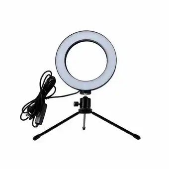 Fujioka Iluminador de led ring light com tripe 6,5' usb, temperatura de cor ajustável | preto oferta