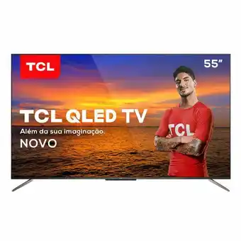 Smart tv qled 55" 4k tcl 55c715 android, dolby vision, hdr10+, wi-fi, bluetooth, comando de voz à distância, google assistent