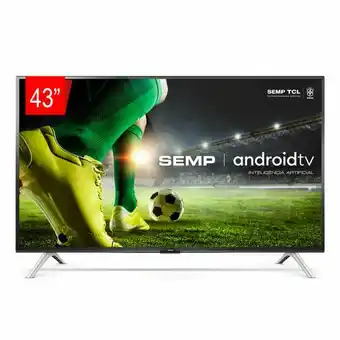 Fujioka Smart tv led 43" semp 43s5300 full hd, android tv, bluetooth, controle remoto com comando de voz e google assistant | preto oferta
