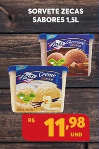 Atacadão Centro Sul Sorvete Zecas Sabores 1.5L oferta