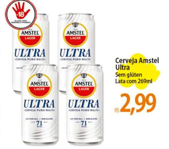 Atacadão Cerveja Amstel Ultra Sem glúten Lata com 269ml oferta