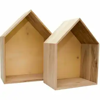 Nicho casinha madeira cru 2 pcs