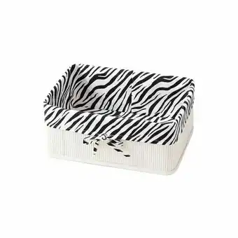 Cesto retangular em bambu e tecido bencafil zebra branco 35cm
