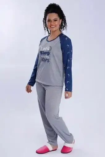 Pijama feminino longo com silk lua
