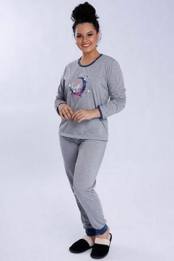 Pijama feminino longo com silk lua