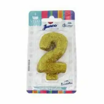Vela aniversário junco com glitter n.2 ouro