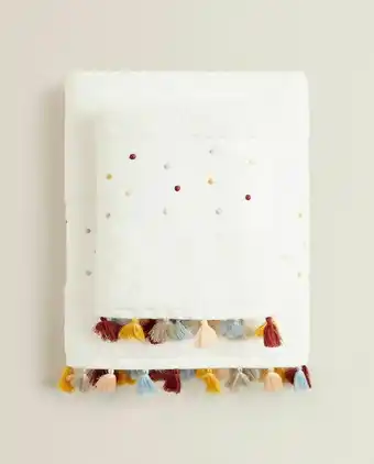 ZARA HOME Toalha bordado bolinhas e pompons oferta