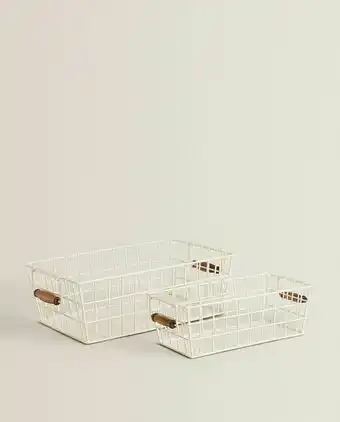 ZARA HOME Cesto esmaltado com asas de madeira oferta