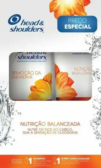 Shampoo cuidados com a raiz head & shoulders remoção da oleosidade 200ml + super condicionador nutrição balanceada 170ml