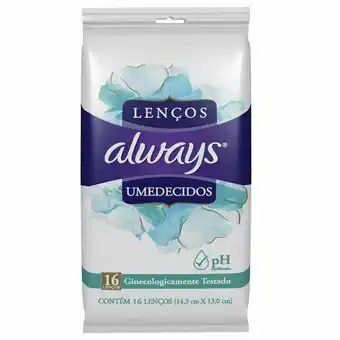 Lenços umedecidos femininos always 16 unidades