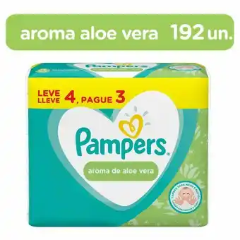 Farmácias Pague Menos Lenços umedecidos pampers aroma de aloe vera 192 unidades oferta