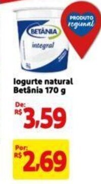 Extra Supermercado logurte natural Betânia 170 g oferta