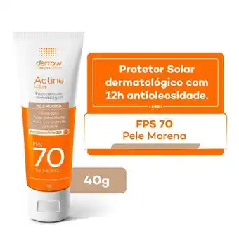 Farmácias Pague Menos Actine colors protetor solar fps70 cor pele morena toque seco 40g oferta