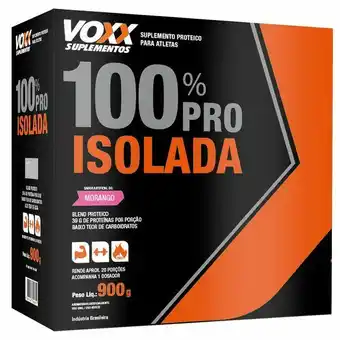 Farmácias Pague Menos Voxx 100% pro whey isolada sabor morango 900g oferta