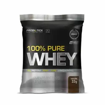 Farmácias Pague Menos 100% pure whey probiotica chocolate 33g oferta