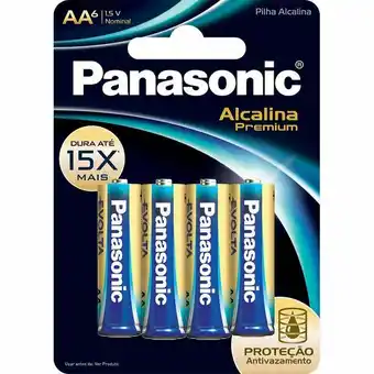 Pilha panasonic alcalina premium aa com 6 unidades