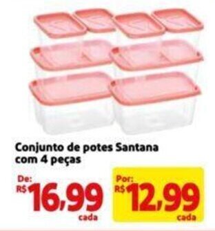 Extra Supermercado Conjunto de potes Santana com 4 peças oferta
