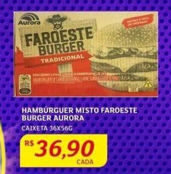 Assaí Atacadista HAMBURGUER MISTO FAROESTE BURGER AURORA CAIXETA 36X56G oferta