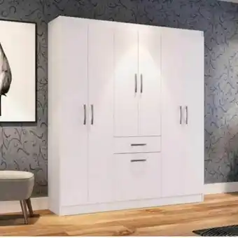 Guarda roupa casal 6 portas 1 porta basculante 1 gaveta dallas espresso móveis branco