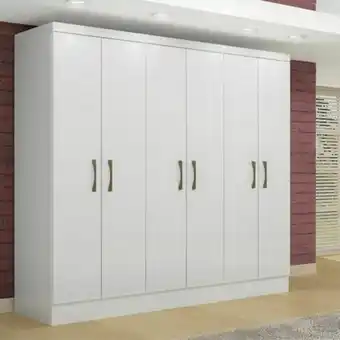 Oakley Guarda roupa casal 6 portas 2 gavetas paris espresso móveis branco oferta