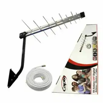 Oakley Kit antena tv digital 4k externa log 16 elementos c/ mastro articulado 50 cm e cabo coaxial capte 12 metros oferta