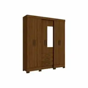 Liliani Guarda roupa briz b23 - 6 portas 3 gavetas com pés e espelho oferta
