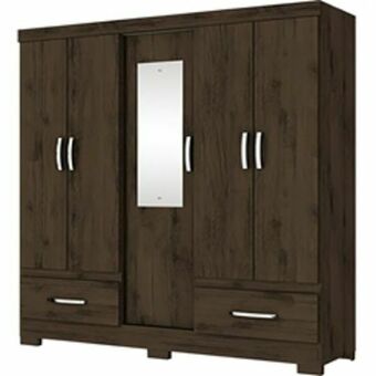 Liliani Guarda roupa briz b60 - 5 portas 2 gavetas com pés e espelho oferta