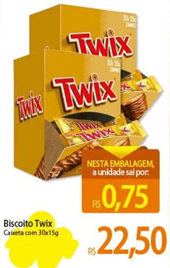 Biscoito Twix Caixeta com 30x15g