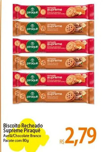 Atacadão Biscoito Recheado Supreme Piraqué Avelã/Chocolate Branco Pacote com 80g oferta