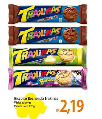 Biscoito Recheado Trakinas Vários sabores Pacote com 126g