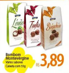 Atacadão Bombom Montevergine Vários sabores Caixeta com 55g oferta