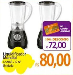 Atacadão Liquidificador Mondial L-550-8-127V Unidade oferta