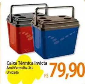 Atacadão Caixa Térmica Invicta Azul/Vermelha 34L Unidade oferta