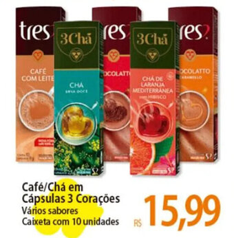 Atacadão Café/Chá em Cápsulas 3 Corações Vários sabores Caixeta com 10 unidades oferta