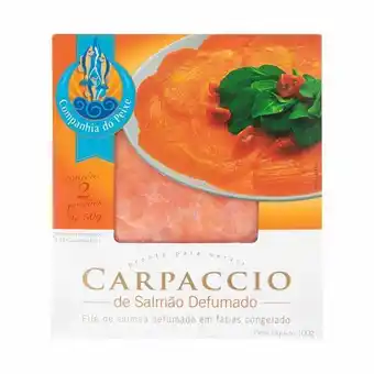 Carpaccio de salmão defumado congelado companhia do peixe a vácuo 100g