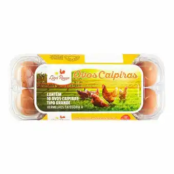 Ovos caipira label rouge bandeja com 10 unidades