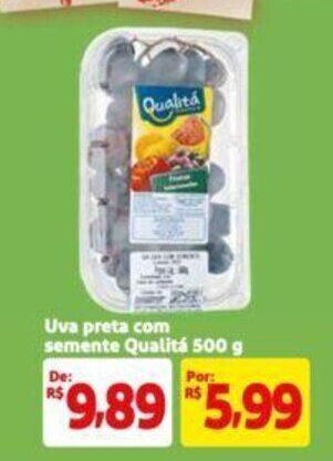 Extra Supermercado Uva preta com semente Qualitá 500 g oferta