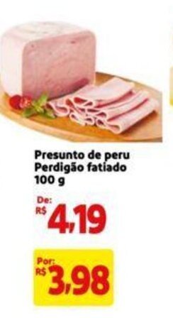 Extra Supermercado Presunto de peru Perdigão fatiado 100 g oferta