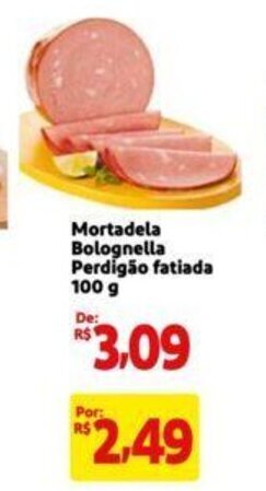 Extra Supermercado Mortadela Bolognella Perdigão fatiada 100 g oferta