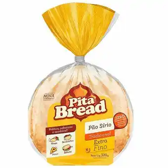 Pão sírio pita bread extra fino tradicional com 6 unidades 320g