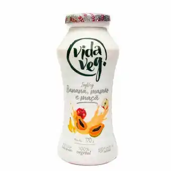 Iogurte vegano vida veg banana, maçã e mamão garrafa 170g